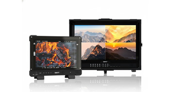 SWIT FM-U245HDR 4K HDR monitor and K15 15.4-inch high-brightness rugged FHD monitor for professional broadcast use.