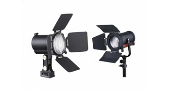 SWIT S-2060 soft COB LED light and FL-C60D 60W bi-color Fresnel LED light for professional video production.